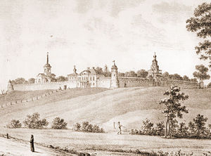 Зилантов монастырь на литографии В. Турина, 1832 г.