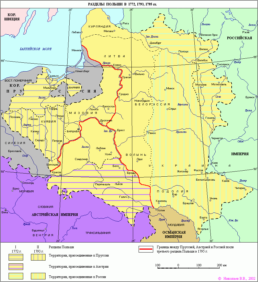 Разделы Польши. Карта