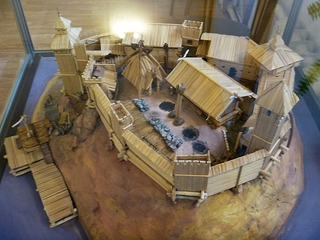 Вид островного карельского поселения XIII века в Выборге. Предполоэительный макет